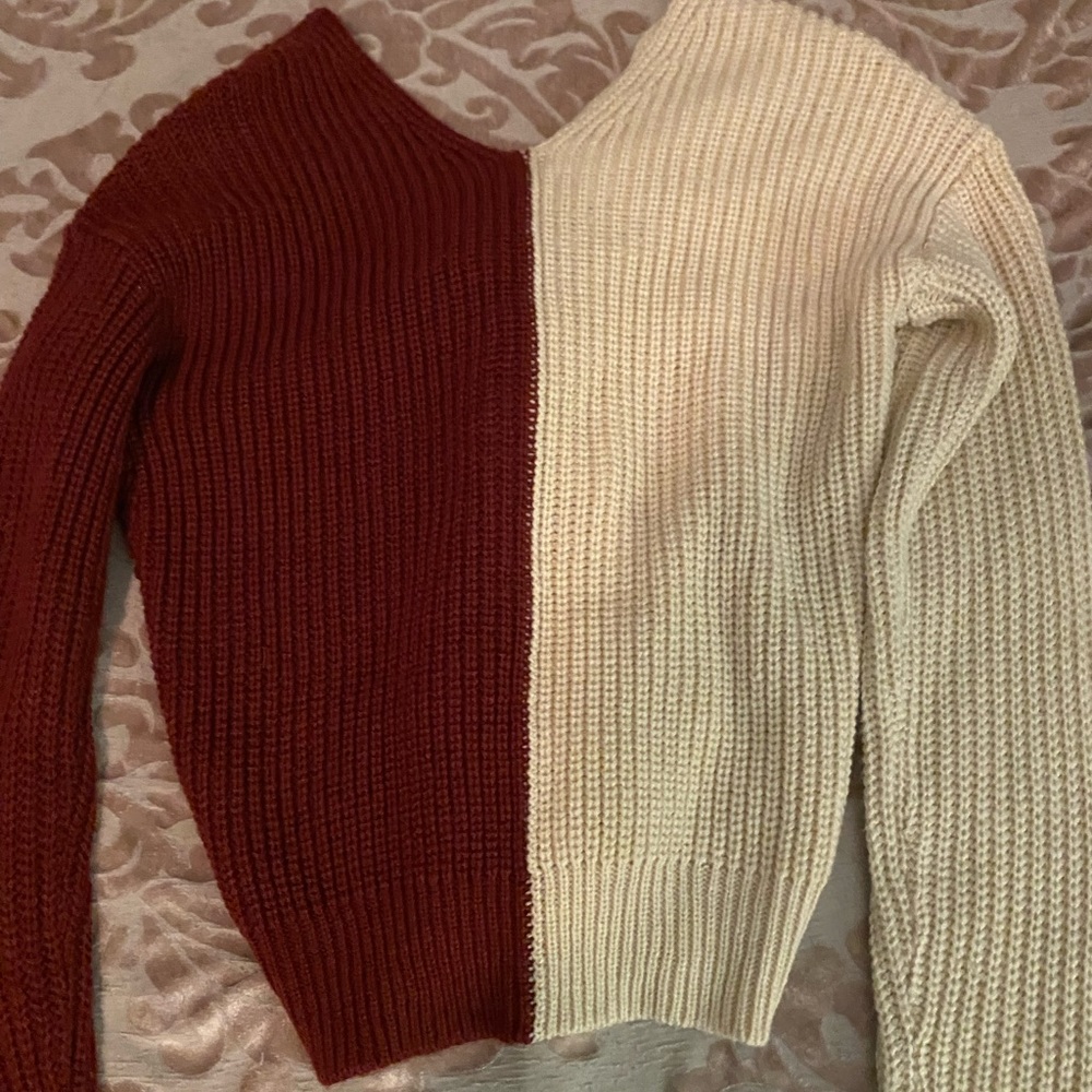 Red and Cream long sleeve sweater